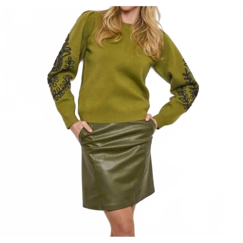 NEW ESQUALO sanne tape embroidery sweater in vert black